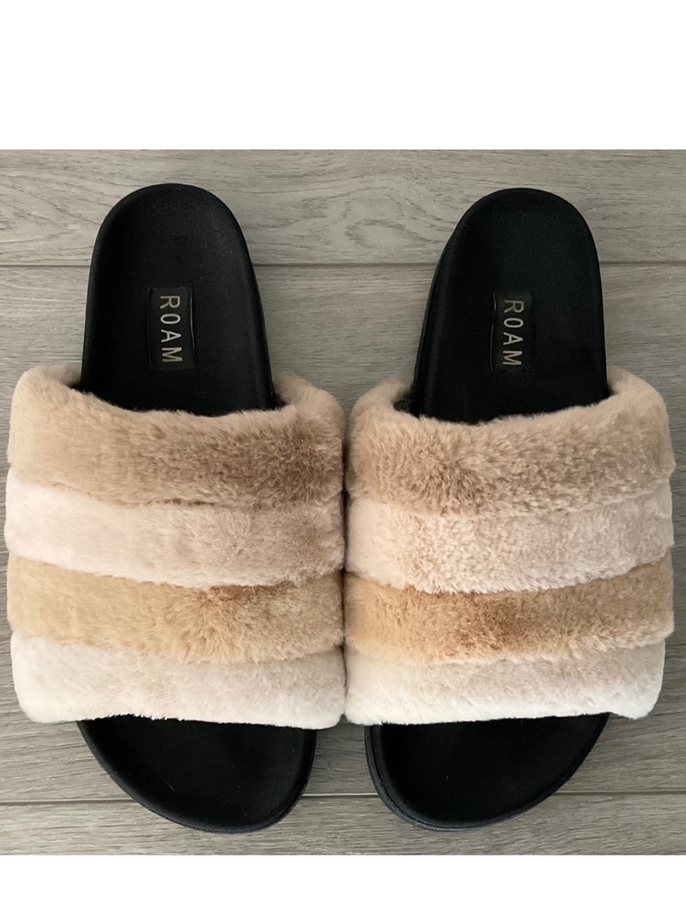 ROAM Prism Slipper Faux Fur Cream Size 10 EU 40